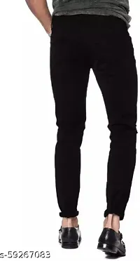 Stylish Black Denim Solid Mid-Rise Jeans For Men-thumb1