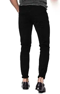 Stylish Black Denim Solid Mid-Rise Jeans For Men-thumb1