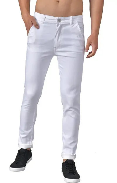 MEN KNEE SLIT WHITE JEANS