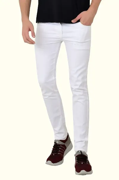 MEN KNEE SLIT WHITE JEANS