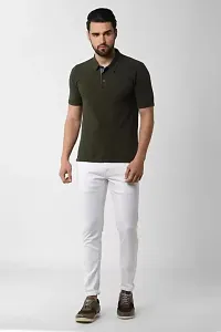 Stylish White Denim Solid Mid-Rise Jeans For Men-thumb1