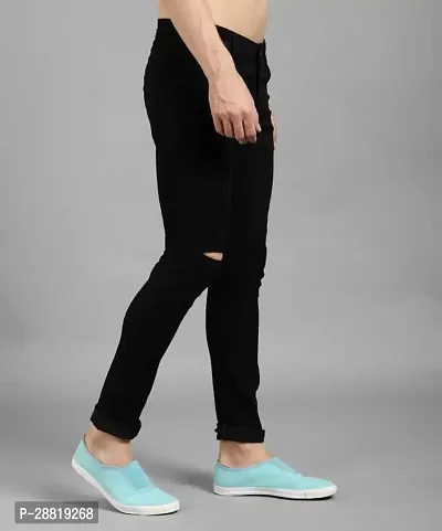 Stylish Black Denim Blend Mid-Rise Jeans For Men-thumb4