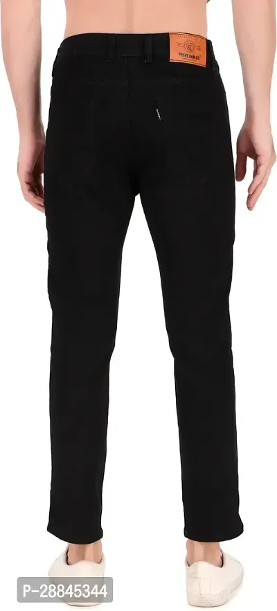 Stylish Black Cotton Blend Solid Mid-Rise Jeans For Men-thumb2