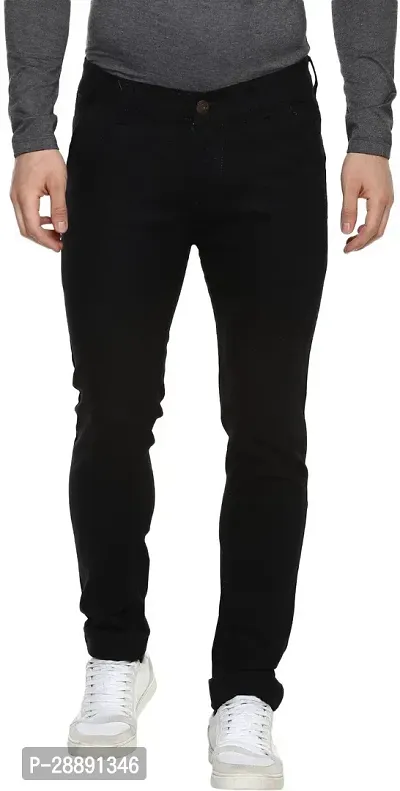 Stylish Black Cotton Blend Mid-Rise Jeans For Men-thumb0