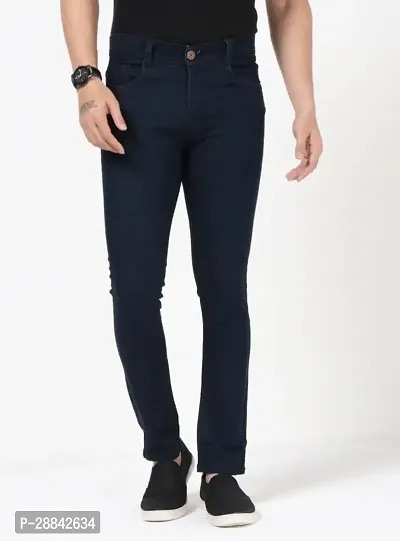 Stylish Black Denim Solid Slim Fit Mid-Rise Jeans For Men