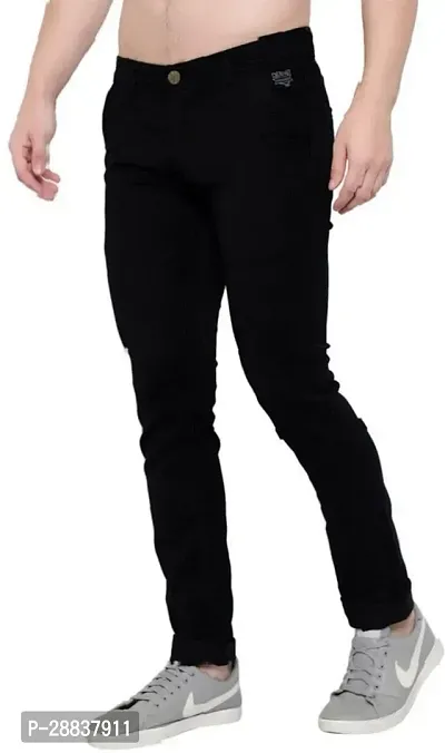 Stylish Black Denim Solid Mid-Rise Jeans For Men-thumb4