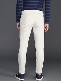 Stylish White Denim Solid Slim Fit Mid-Rise Jeans For Men-thumb1