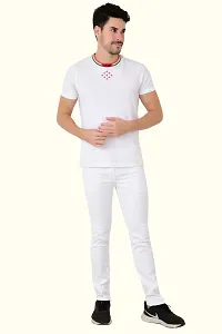 Stylish White Cotton Blend Solid Mid-Rise Jeans For Men-thumb2