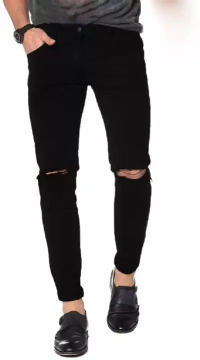 Trending cotton blend black  jeans For Men