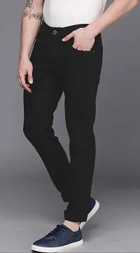 Stylish Black Denim  Mid-Rise Jeans For Men-thumb2