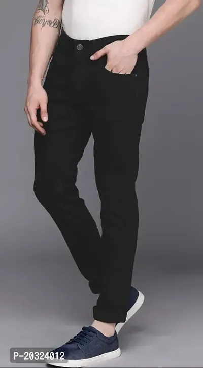 Stylish Black Denim  Mid-Rise Jeans For Men-thumb3