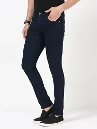 Stylish Black Denim Solid Slim Fit Mid-Rise Jeans For Men-thumb2