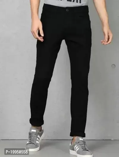 Reliable Black Cotton Blend Mid-Rise Jeans For Men-thumb0