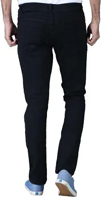 Stylish Black Denim Solid Mid-Rise Jeans For Men-thumb1