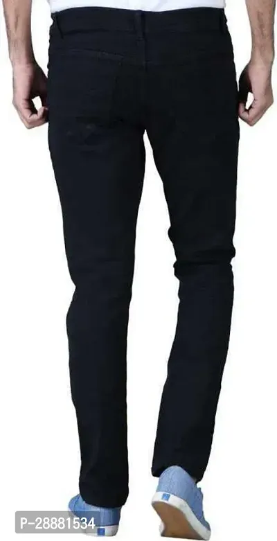 Stylish Black Denim Solid Mid-Rise Jeans For Men-thumb2