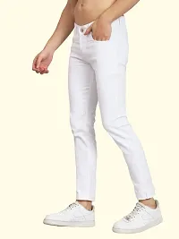 Stylish White Denim Solid Mid-Rise Jeans For Men-thumb2