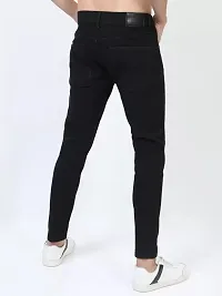 Stylish Black Cotton Blend Solid Mid-Rise Jeans For Men-thumb1