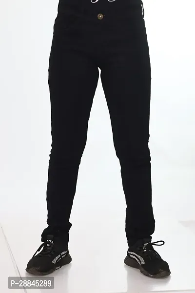 Stylish Black Denim Solid Mid-Rise Jeans For Men