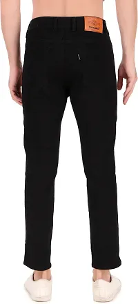 Stylish Black Cotton Blend Solid Mid-Rise Jeans For Men-thumb1