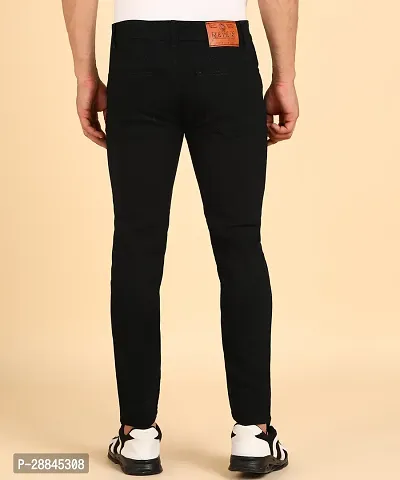 Stylish Black Cotton Spandex Solid Mid-Rise Jeans For Men-thumb2