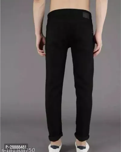 Stylish Black Denim Solid Mid-Rise Jeans For Men-thumb2