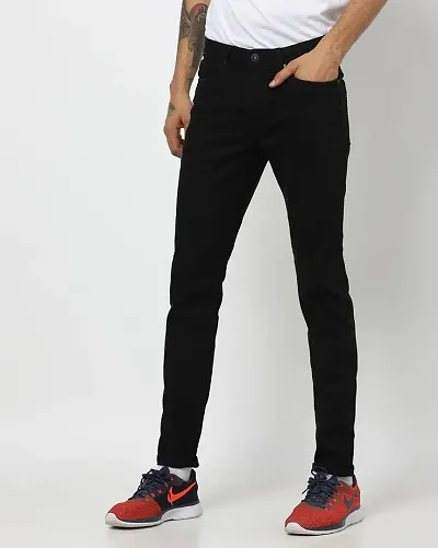 Stylish Cotton Blend Mid-Rise Jeans For Men