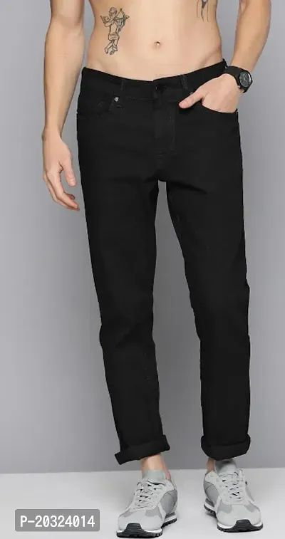 Stylish Black Denim  Mid-Rise Jeans For Men