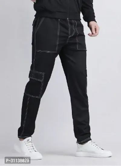 Stylish Black Denim Cargo For Men-thumb3