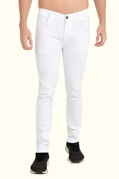 Stylish Blend Solid Slim Fit Mid-Rise Jeans For Men