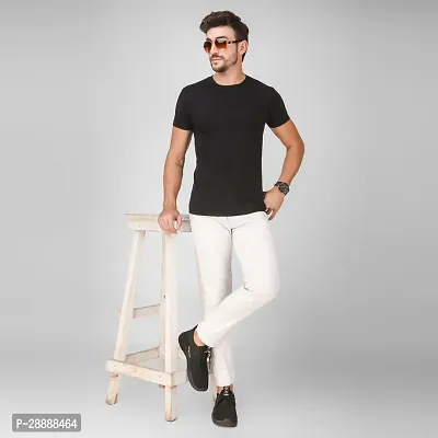 Stylish White Denim Solid Mid-Rise Jeans For Men-thumb5