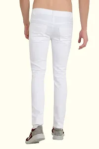 Stylish White Cotton Blend Solid Mid-Rise Jeans For Men-thumb1