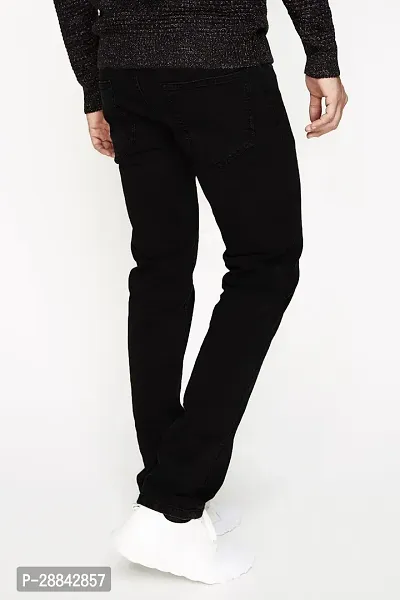 Stylish Black Denim Solid Slim Fit Mid-Rise Jeans For Men-thumb2