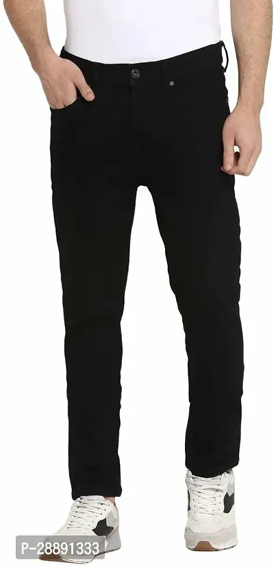 Stylish Black Denim Mid-Rise Jeans For Men-thumb0