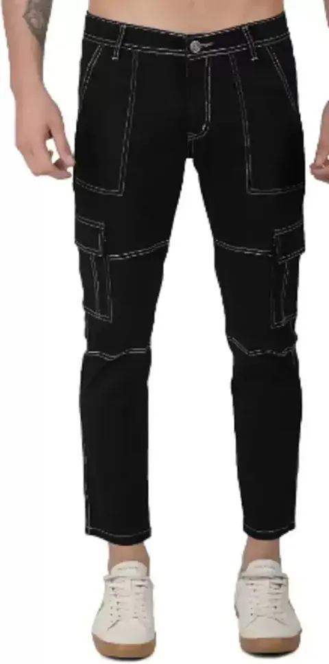 Stylish Cotton Blend Cargo Jeans For Men