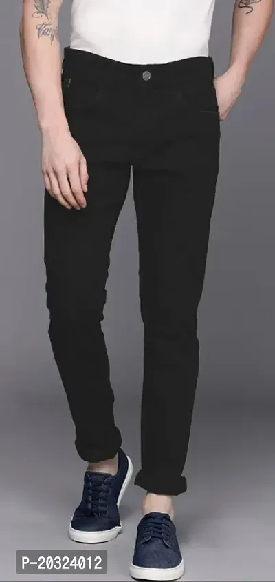 Stylish Black Denim  Mid-Rise Jeans For Men-thumb0