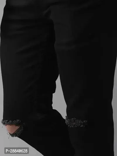 Stylish Black Denim Solid Skinny Fit Mid-Rise Jeans For Men-thumb3