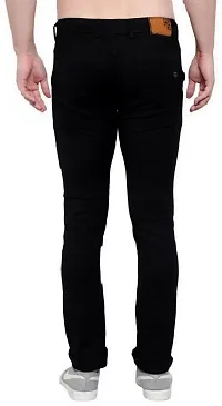 Stylish Black Denim Solid Slim Fit Mid-Rise Jeans For Men-thumb1