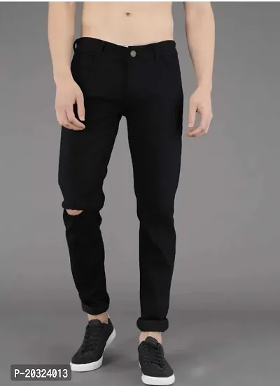 Stylish Black Denim  Mid-Rise Jeans For Men-thumb0