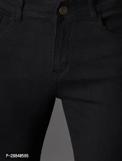 Stylish Black Denim Solid Slim Fit Mid-Rise Jeans For Men-thumb4