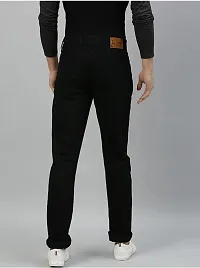 Stylish Black Cotton Solid Slim Fit Mid-Rise Jeans For Men-thumb1