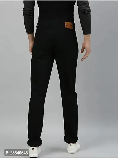 Stylish Black Cotton Solid Slim Fit Mid-Rise Jeans For Men-thumb2