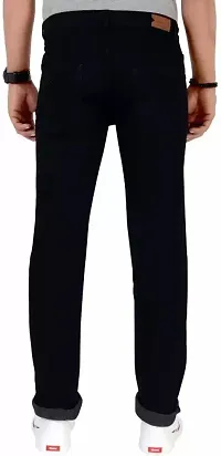 Stylish Black Denim Solid Mid-Rise Jeans For Men-thumb1