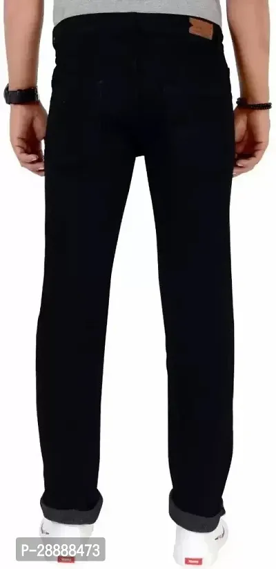 Stylish Black Denim Solid Mid-Rise Jeans For Men-thumb2