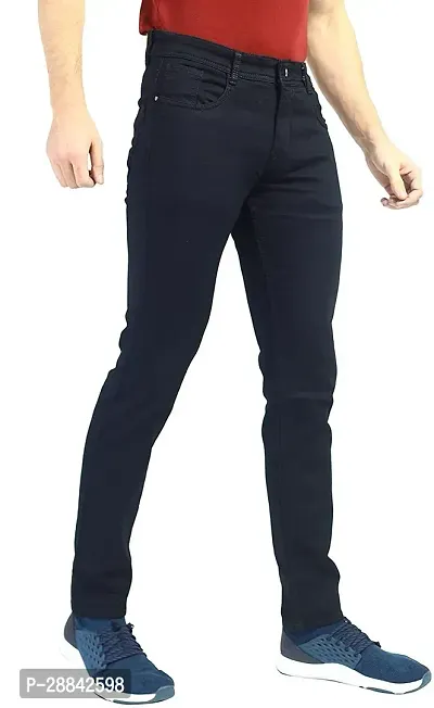 Stylish Black Denim Solid Skinny Fit Mid-Rise Jeans For Men-thumb0