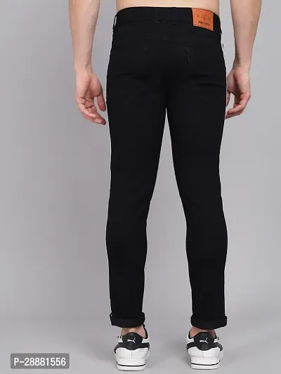 Stylish Black Denim Solid Mid-Rise Jeans For Men-thumb2