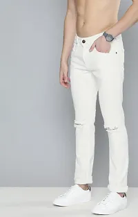 Stylish White Denim  Low-Rise Jeans For Men-thumb2
