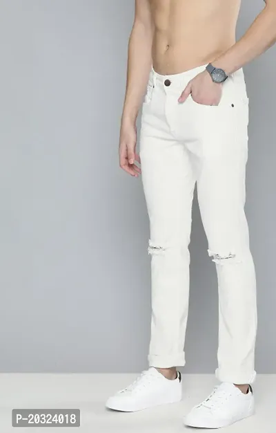 Stylish White Denim  Low-Rise Jeans For Men-thumb3