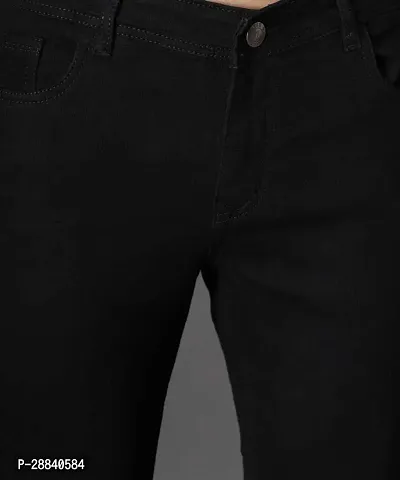 Stylish Black Cotton Blend Solid Slim Fit Mid-Rise Jeans For Men-thumb2