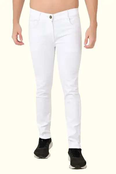 Stylish Blend Solid Slim Fit Mid-Rise Jeans For Men