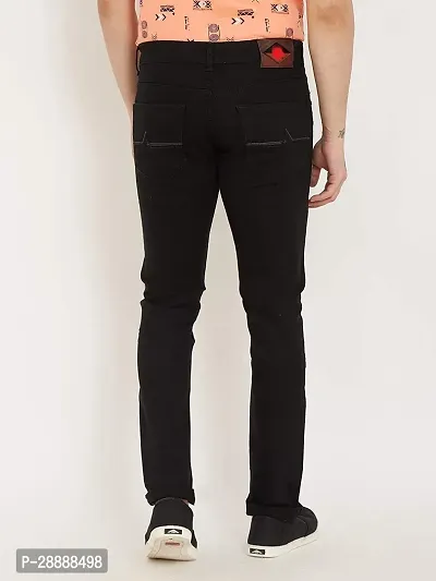 Stylish Black Denim Solid Mid-Rise Jeans For Men-thumb2